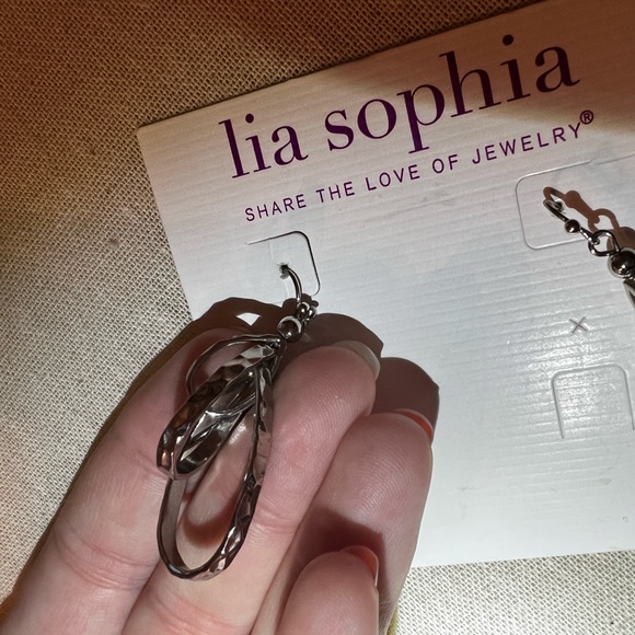 Lia Sophia Drop Hammered Earrings - Picture 5 of 5